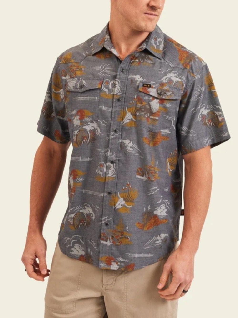 Howler Brothers Caracara Country Mens Size Medium Snap Closure Collar Shirt